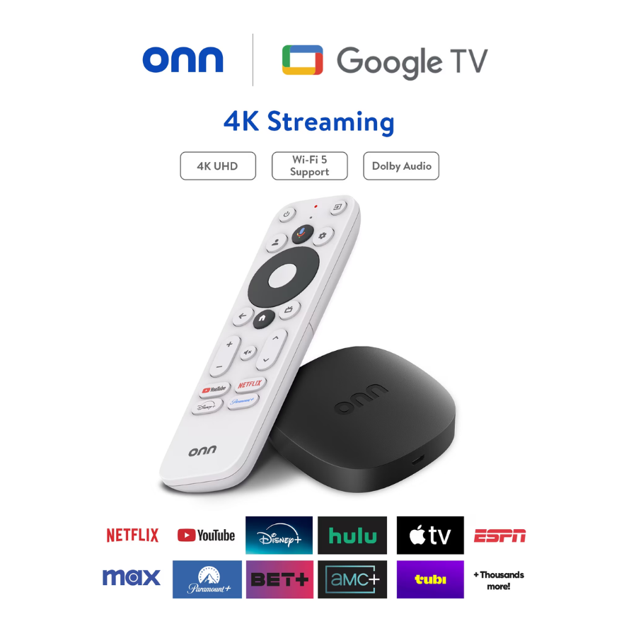 Onn 4K Streaming Device with Google TV | 4K Ultra HD & Voice Remote