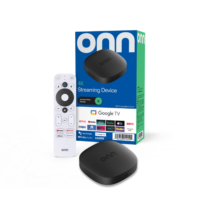 Onn 4K Streaming Device with Google TV | Ultra HD Smart TV Box & Voice Remote
